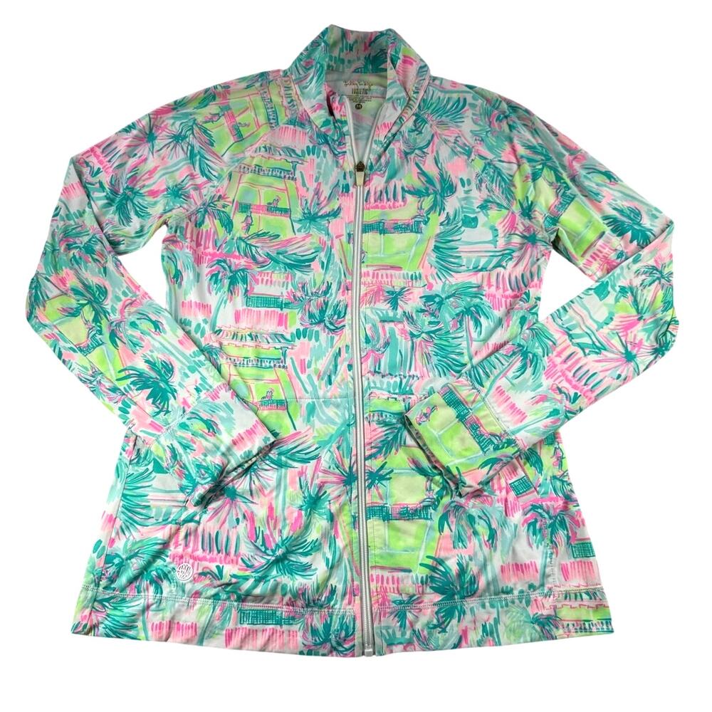 Lilly Pulitzer Luxletic Hadlee Jacket M Perfect Match Print Tropical Floral Palm